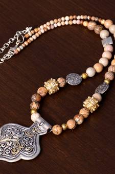 Designer Necklace with German Silver Pendant and Mix Ornaments and Beads PPBJ209