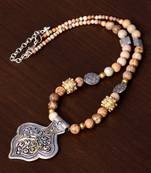 Designer Necklace with German Silver Pendant and Mix Ornaments and Beads PPBJ209