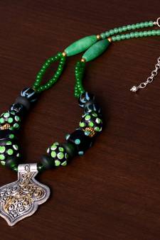 Designer Necklace with German Silver Pendant and Mix Ornaments and Beads PPBJ210