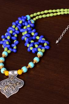 Designer Necklace with German Silver Pendant and Mix Ornaments and Beads PPBJ213