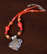 Designer Necklace with German Silver Pendant and Mix Ornaments and Beads PPBJ214