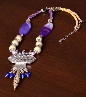 Designer Necklace with German Silver Pendant and Mix Ornaments and Beads PPBJ217 1