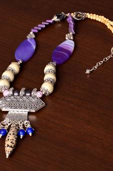 Designer Necklace with German Silver Pendant and Mix Ornaments and Beads PPBJ217