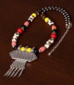 Designer Necklace with German Silver Pendant and Mix Ornaments and Beads PPBJ218