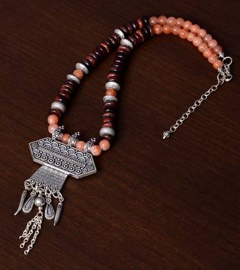 Designer Necklace with German Silver Pendant and Mix Ornaments and Beads PPBJ224 1