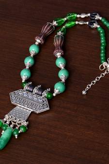Designer Necklace with German Silver Pendant and Mix Ornaments and Beads PPBJ227