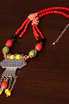 Designer Necklace with German Silver Pendant and Mix Ornaments and Beads PPBJ230