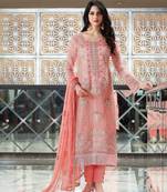 Pink embroidered net salwar with dupatta