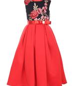 Red Embroidered Na Kids Frocks