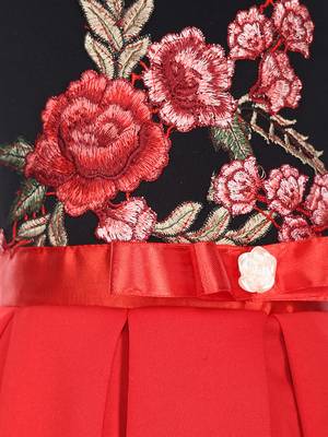 Red Embroidered Na Kids Frocks 2