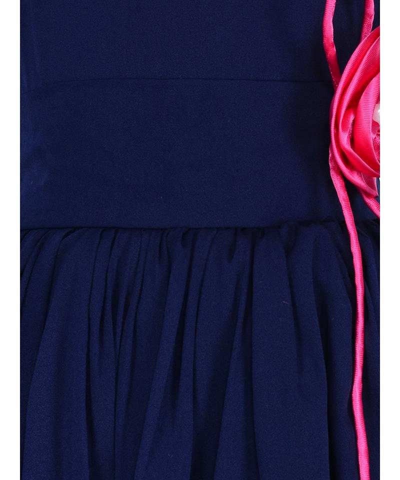 Blue Plain Crepe Kids Girl Gowns