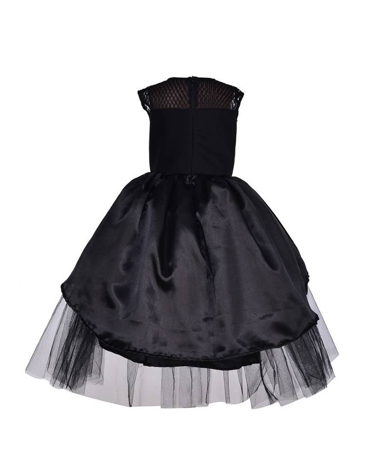 Black Plain Satin Kids Girl Gowns