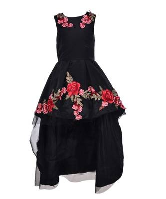 Black Embroidered Net Kids Girl Gowns 1