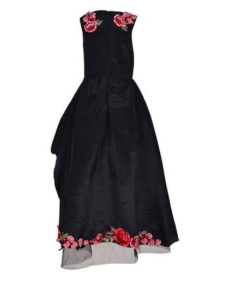 Black Embroidered Net Kids Girl Gowns 3
