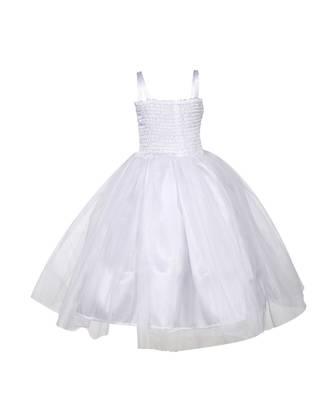 White Plain Net Kids Girl Gowns 3