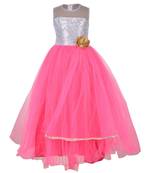 Pink Plain Net Kids Girl Gowns