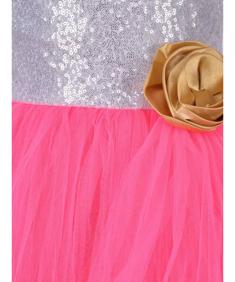 Pink Plain Net Kids Girl Gowns