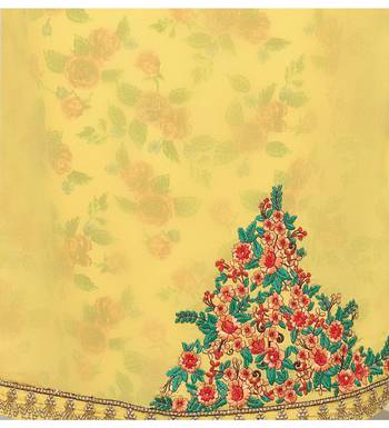 Yellow embroidered georgette salwar with dupatta 2