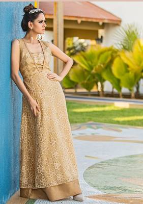Cream embroidered silk embroidered kurti 1