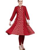 Maroon printed cotton kurti