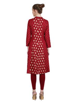 Maroon printed cotton kurti 4
