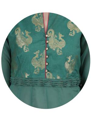 Green embroidered cotton silk kurti 5