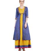 Mustard embroidered viscose kurti