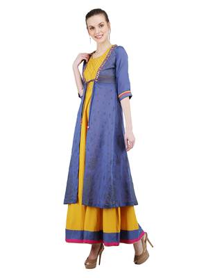 Mustard embroidered viscose kurti 3
