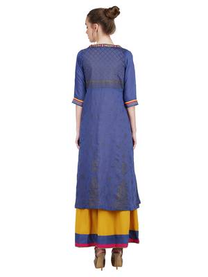 Mustard embroidered viscose kurti 4