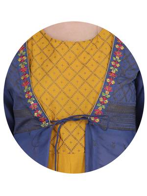 Mustard embroidered viscose kurti 5
