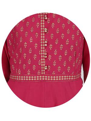 Pink printed cotton silk kurti 5
