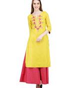 Yellow solid cotton kurti