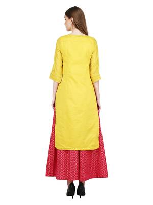 Yellow solid cotton kurti 4