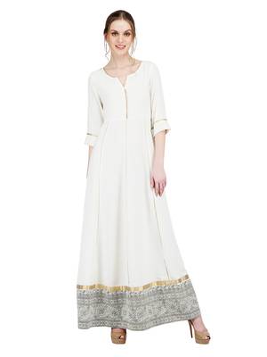 Off-white printed cotton kurti 1
