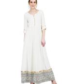 Off-white printed cotton kurti