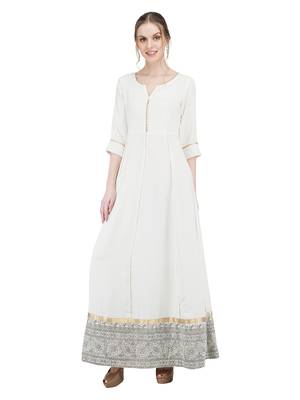 Off-white printed cotton kurti 3