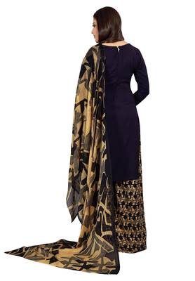Navy Blue Printed Rayon Readymade Salwar With Dupatta 2