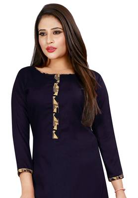 Navy Blue Printed Rayon Readymade Salwar With Dupatta 4