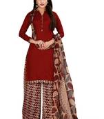 Maroon Printed Rayon Readymade Salwar With Dupatta