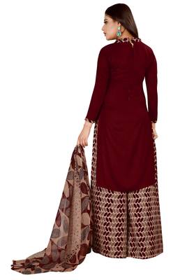 Maroon Printed Rayon Readymade Salwar With Dupatta 2