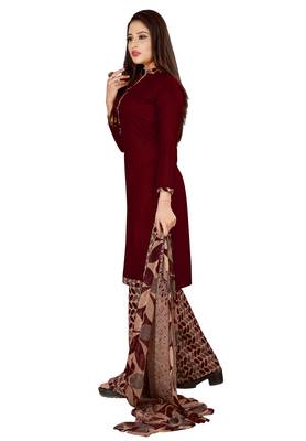 Maroon Printed Rayon Readymade Salwar With Dupatta 3