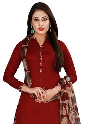 Maroon Printed Rayon Readymade Salwar With Dupatta 4