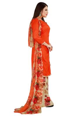 Orange Printed Rayon Readymade Salwar With Dupatta 3