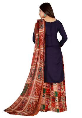 Blue Printed Rayon Readymade Salwar With Dupatta 2