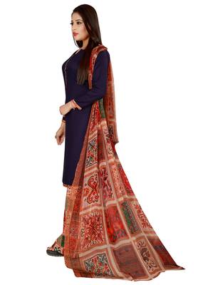 Blue Printed Rayon Readymade Salwar With Dupatta 3