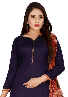 Blue Printed Rayon Readymade Salwar With Dupatta 4