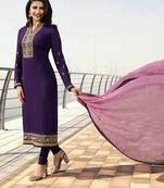 Purple Embroidered Georgette Kameez