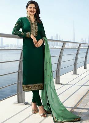 Dark-Green Embroidered Georgette Salwar 1
