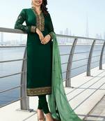 Dark-Green Embroidered Georgette Salwar