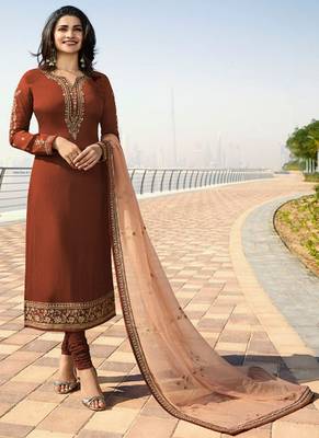 Brown embroidered georgette salwar 1